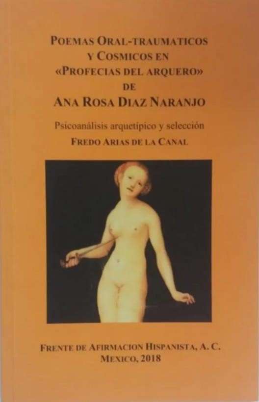 Cubierta del libro de poesía "Poemas Oral Traumáticos y cósmicos en Profecías del arquero", de Ana Rosa Díaz Naranjo.